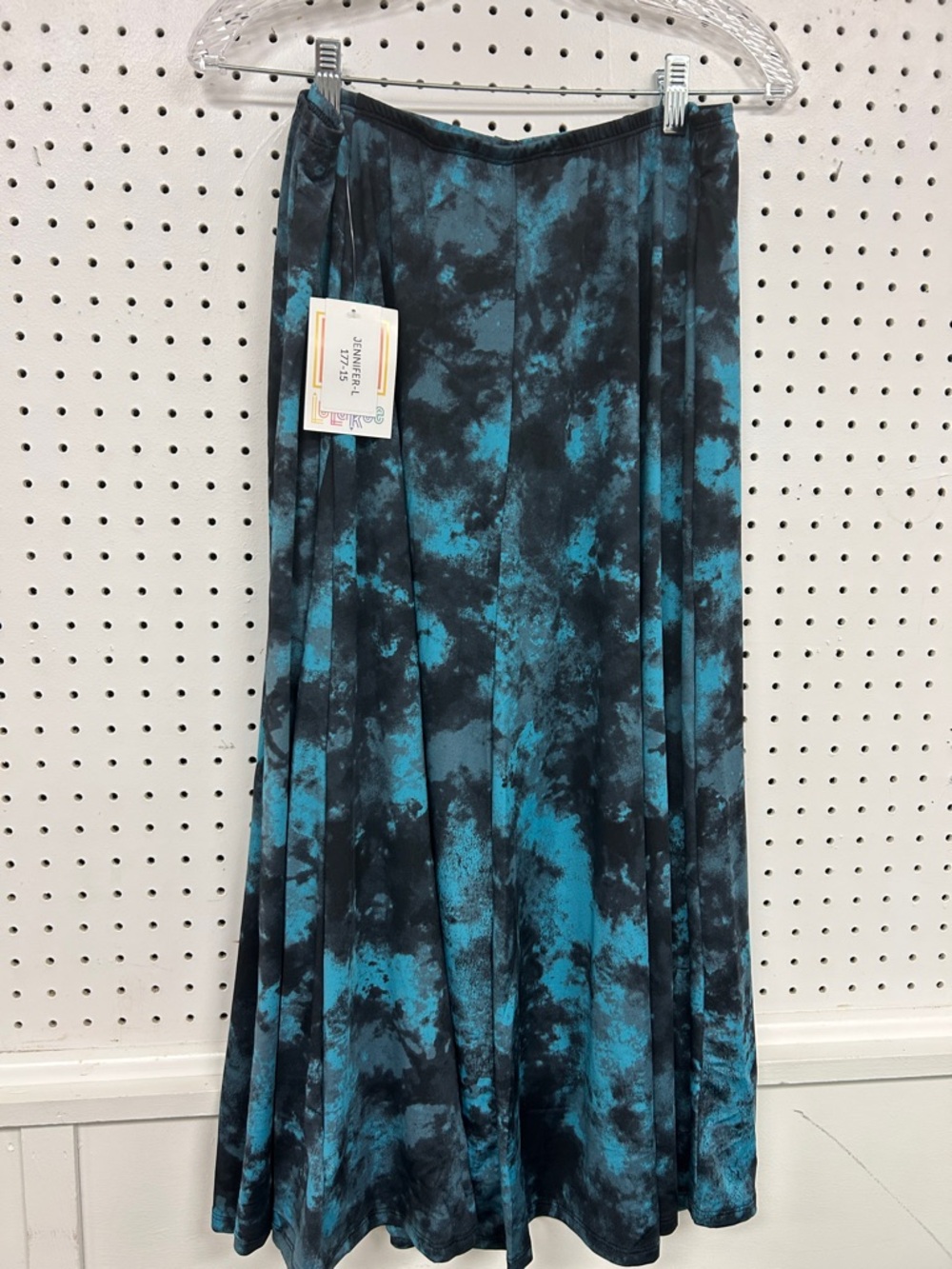 LuLaRoe Teal and Black Tie-Dye Maxi Skirt